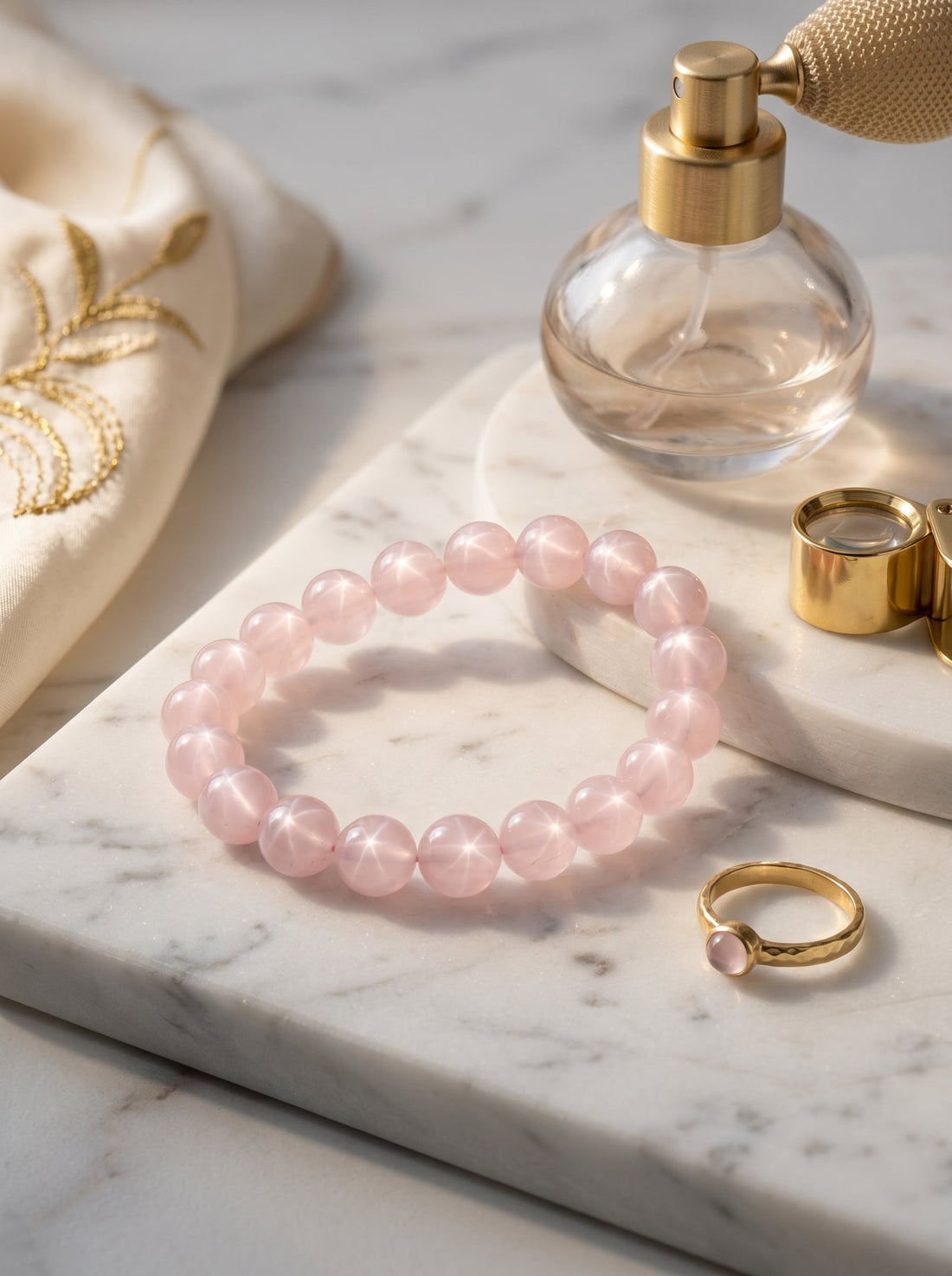Natural Star Rose Quartz Bracelet: The Holographic Asterism Projector and Central Sovereign Core for Crossing Strategic Blind Spots