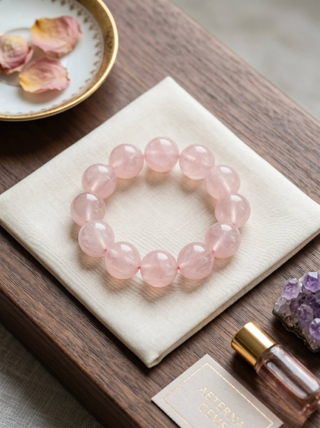 Natural Sakura Rose Quartz Bracelet: Deep Empathy Buffer Modules and the High-Dimensional Repairing Membrane Against Mental Desertification