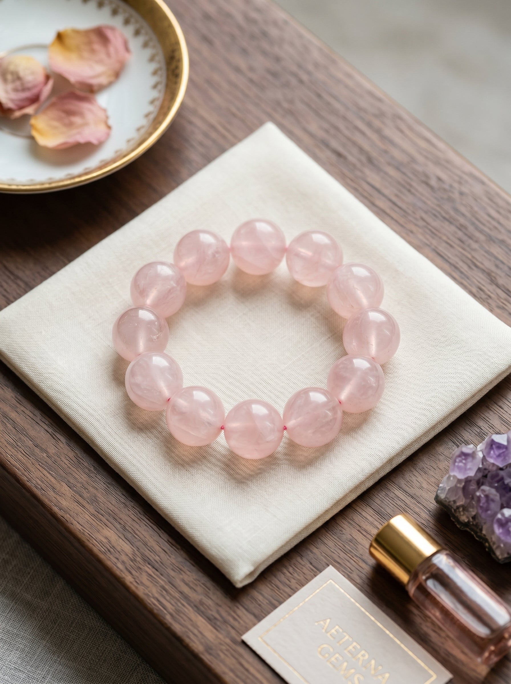 Natural Sakura Rose Quartz Bracelet: Deep Empathy Buffer Modules and the High-Dimensional Repairing Membrane Against Mental Desertification