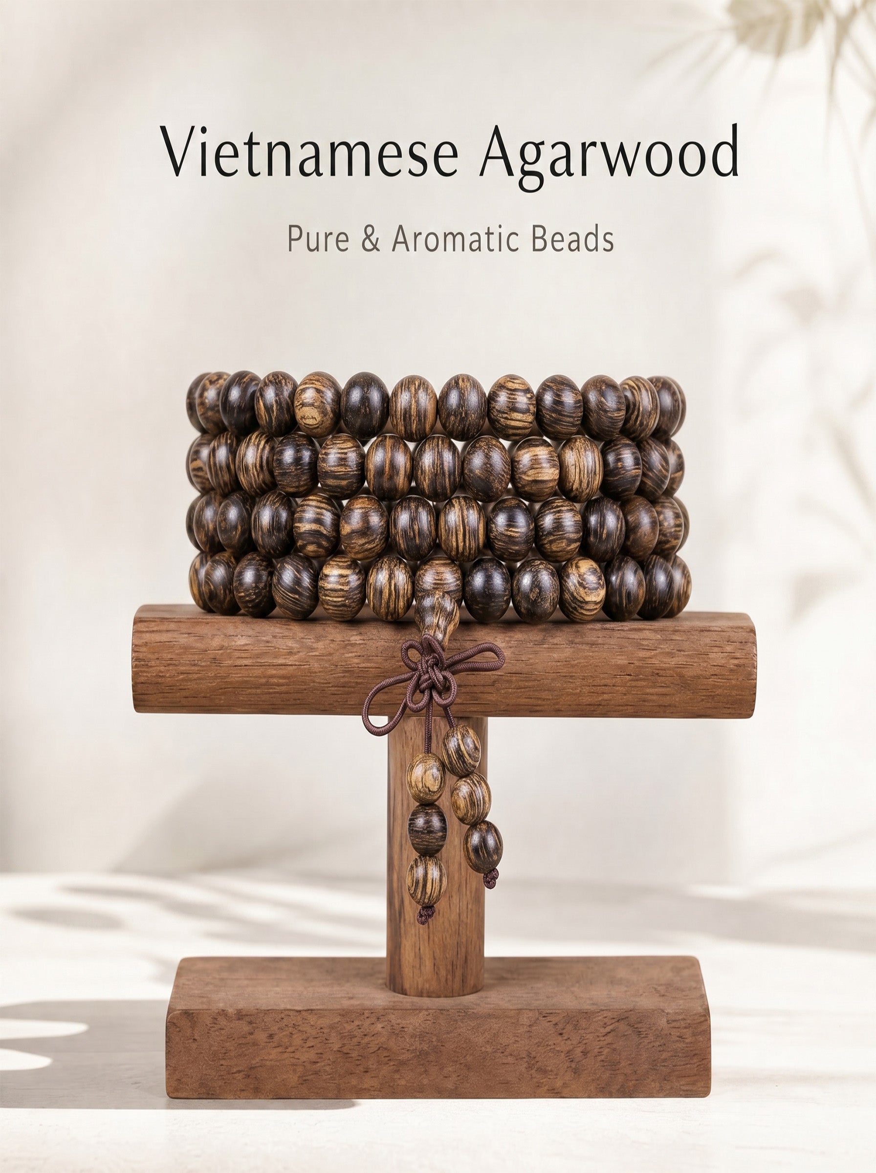 108 Vietnamese Agarwood Mala Beads [Classic Edition]: Dark Luxe Natural Aroma Meditation & Protection, Awaken Healing Calming Energy