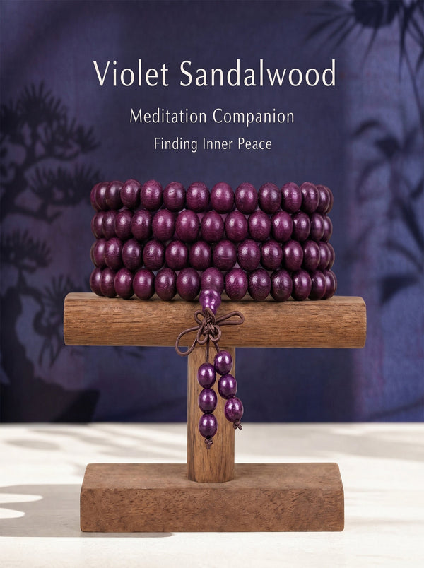 108 Violet Rosewood Mala Beads [Classic Edition]: Dark Luxe Natural Transformation Meditation & Protection, Awaken Auspicious Calming Energy