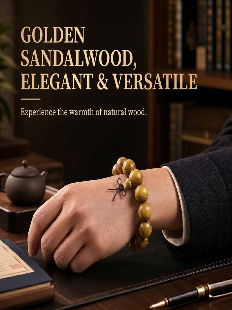 Solar Awakening: Wear the Authentic Aged Bocote Wood Bracelet to Dissolve Inner Friction with Liquid-Gold Textures