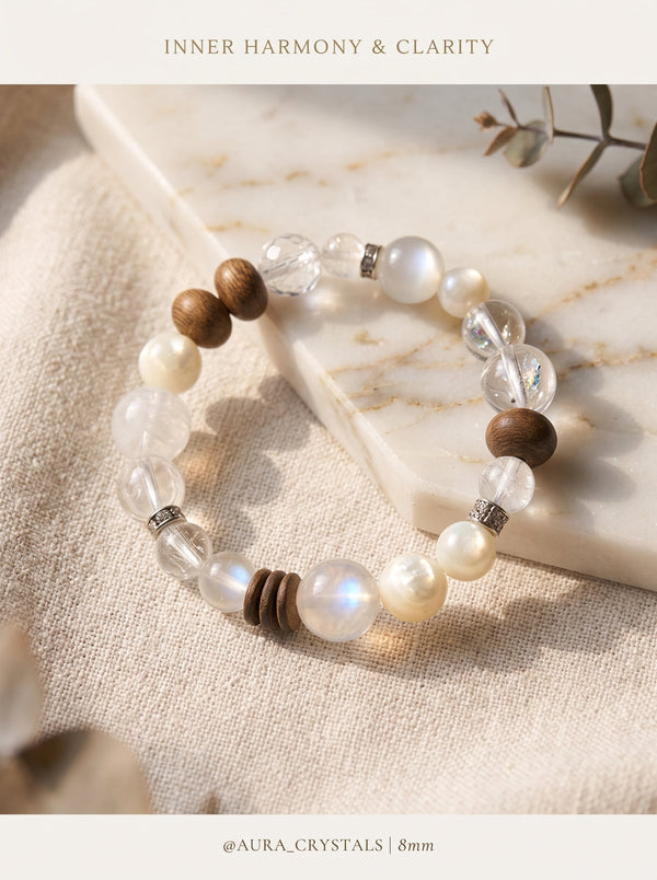SUBVIBE Metal Beaded Bracelet | Natural Azeztulite Peace-Shield Beaded Loop