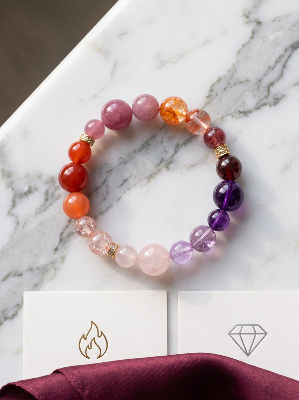 SUBVIBE Fire Beaded Bracelet | Natural Amethyst Ally-Magnet Beaded Beads