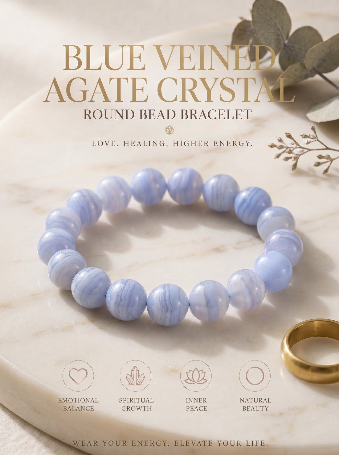 Natural Blue Lace Agate Bracelet: The Cryptocrystalline Layered Matrix and High-Frequency Emotional Decoupling Calibrator for Deep Attrition Periods