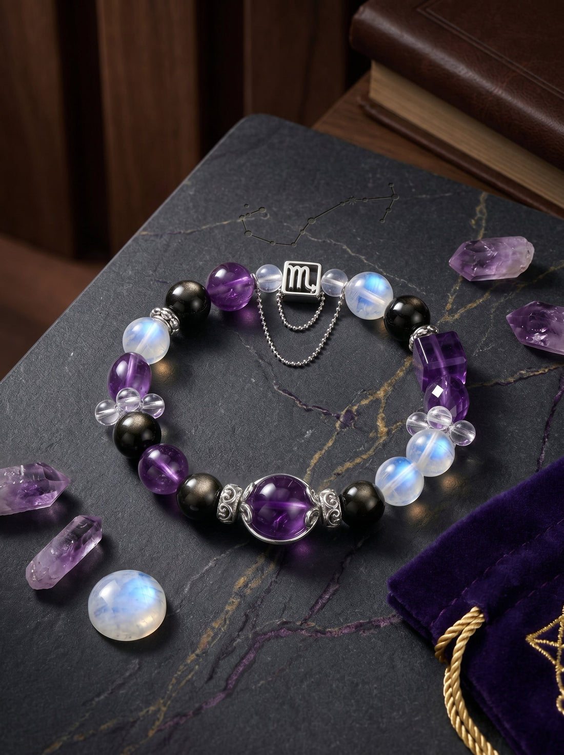 Scorpio Sovereign Void Crystal Bracelet | Obsidian Protection Talisman