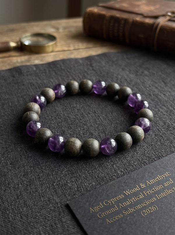 Aged Cypress Wood & Amethyst: Ground Analytical Friction and Access Subconscious Intellect (2026)