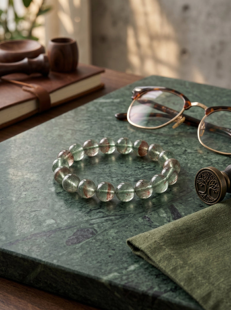 Natural Green Strawberry Quartz Bracelet: The Trigonal Acicular Micro-Crystalline Stress-Dispersion Filtration Network and High-Frequency Perception Superconducting Calibration Artifact for Dimensional Reorganization Periods