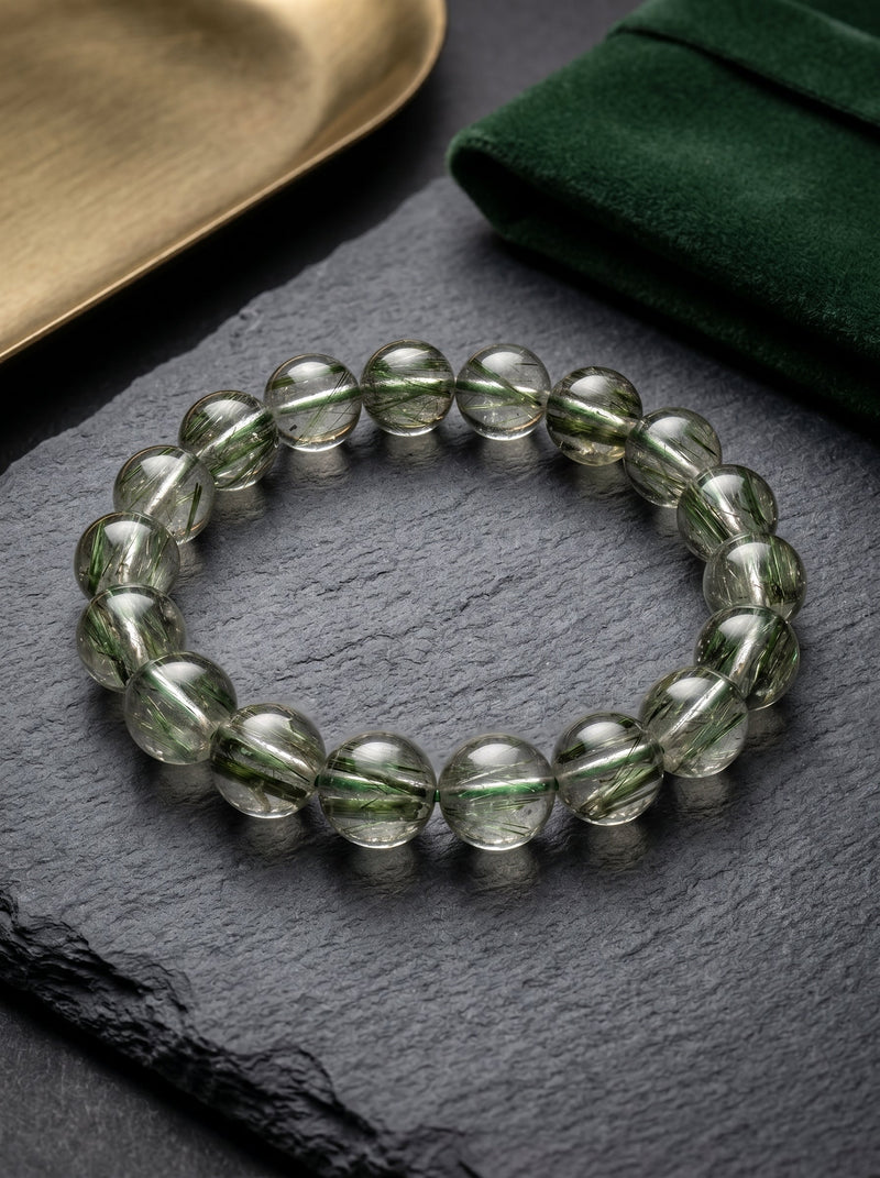 Natural Green Rutilated Quartz Bracelet: The Trigonal Acicular Crystalline Stress Directional Transmission Channel and High-Frequency Wealth Algorithm Superconducting Breakthrough Artifact for Algorithmic Acceleration Periods