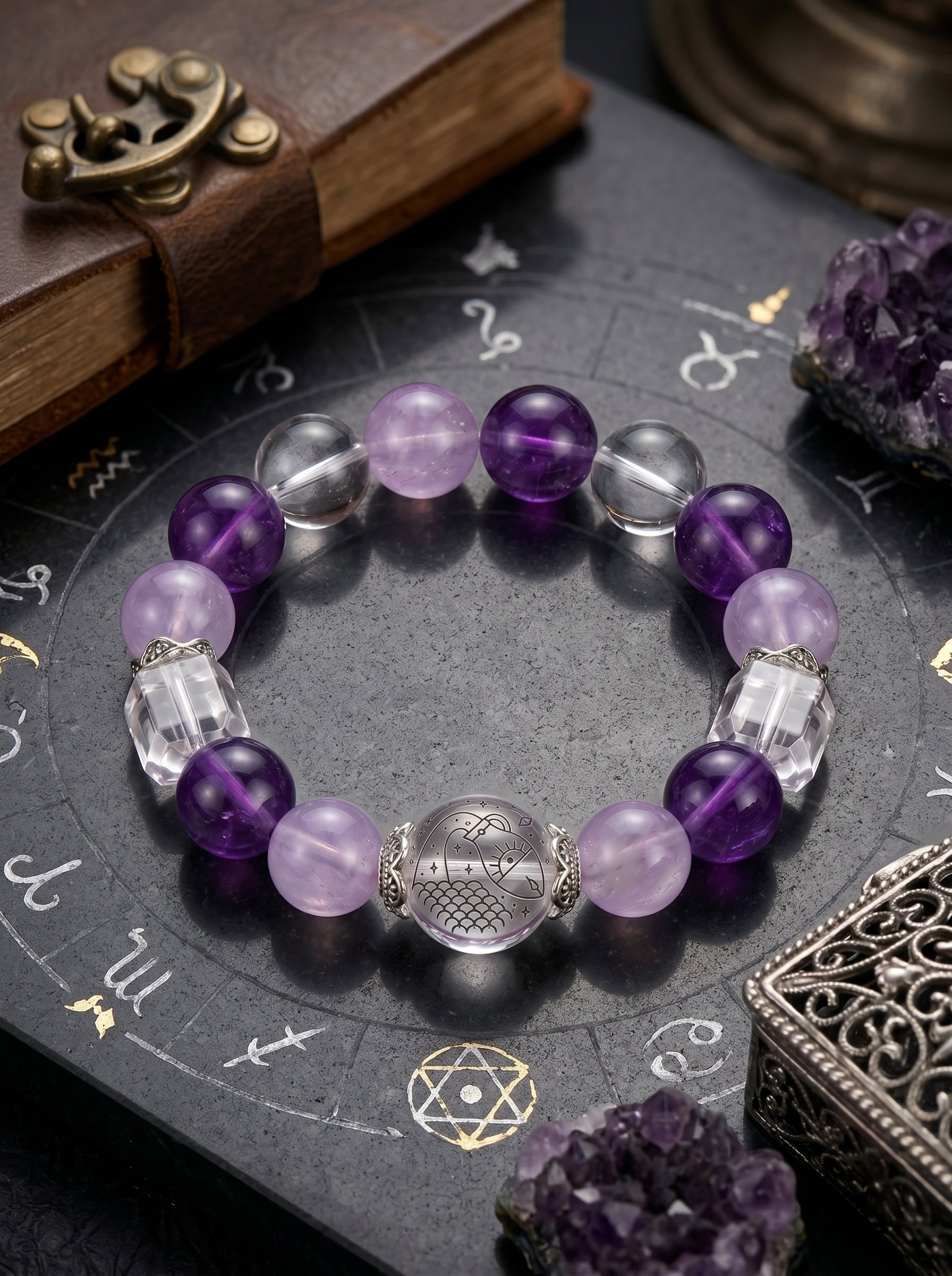 Aquarius Cosmic Quantum Wealth Crystal Bracelet | Moldavite Aura & Rutilated Quartz Talisman
