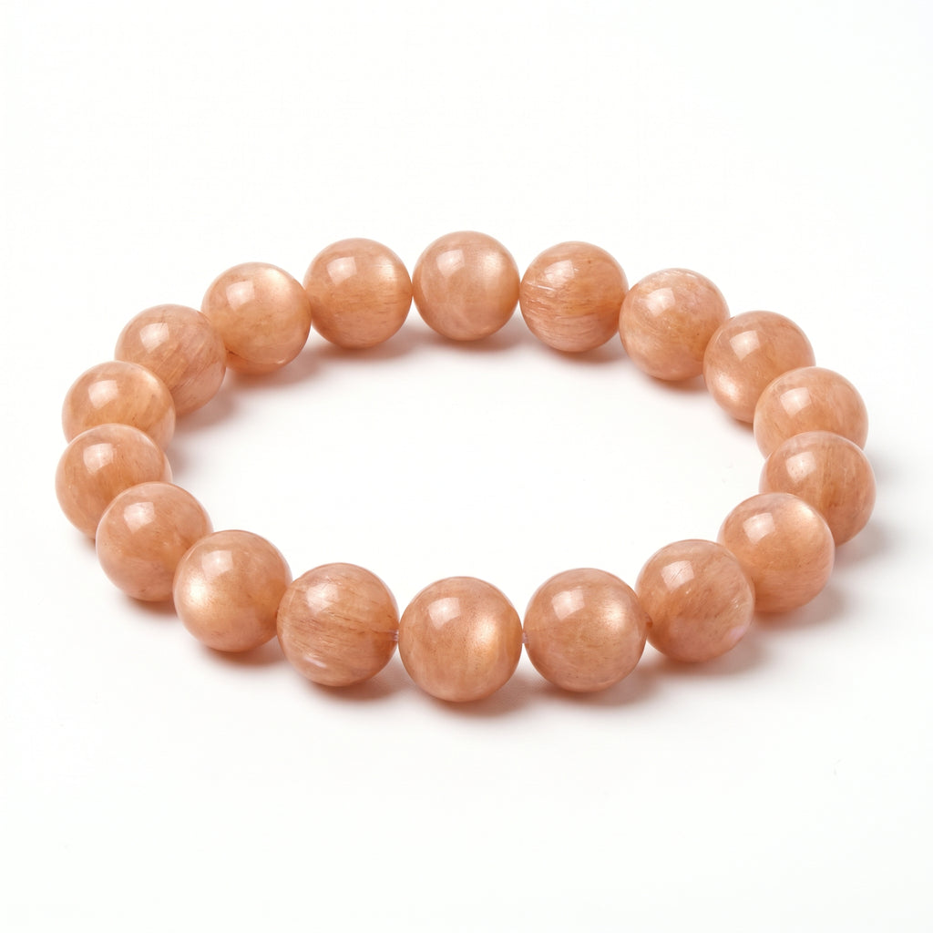 Premium Orange Moonstone Beaded Bracelet | Hand-Polished Natural Gemstone Jewelry for Inner Peace & Radiance