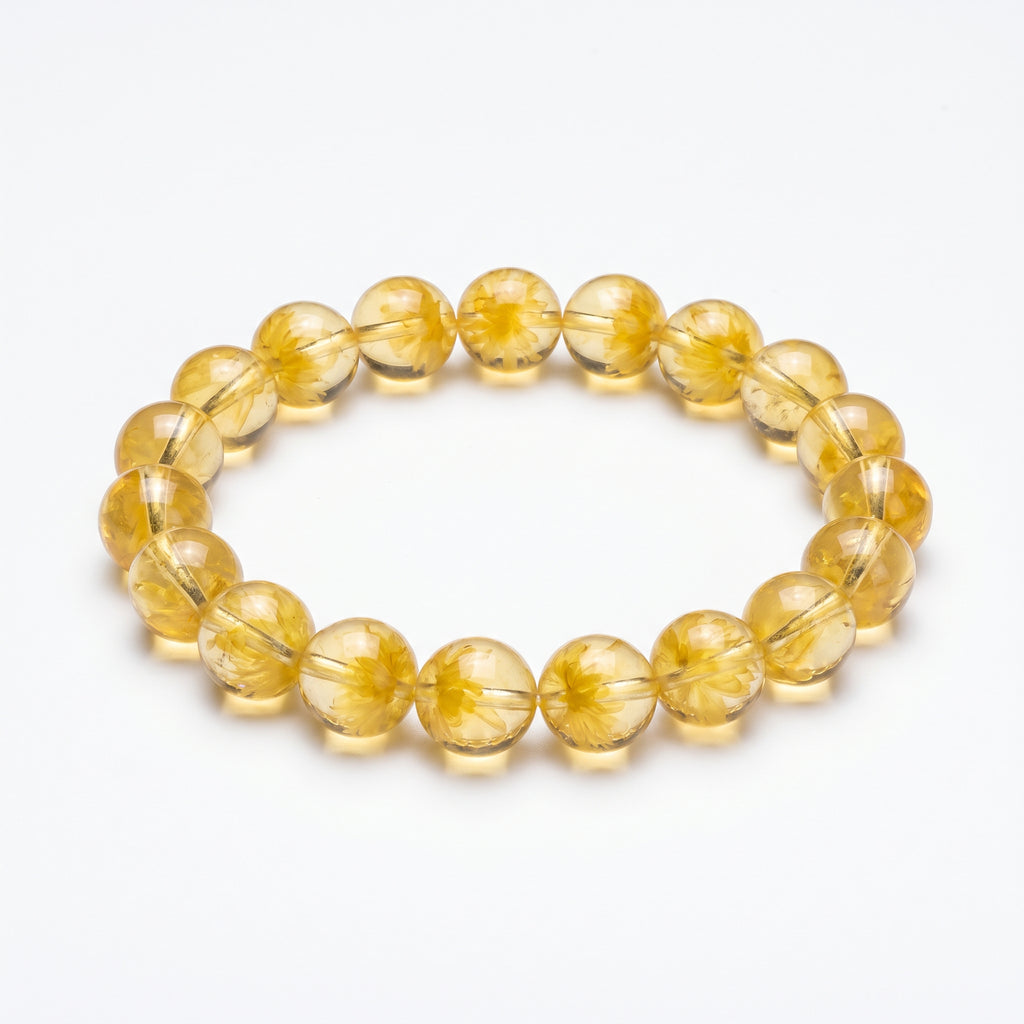 Premium Yellow Hematoid Quartz Beaded Bracelet | Hand-Polished Natural Gemstone Jewelry for Energy & Manifestation