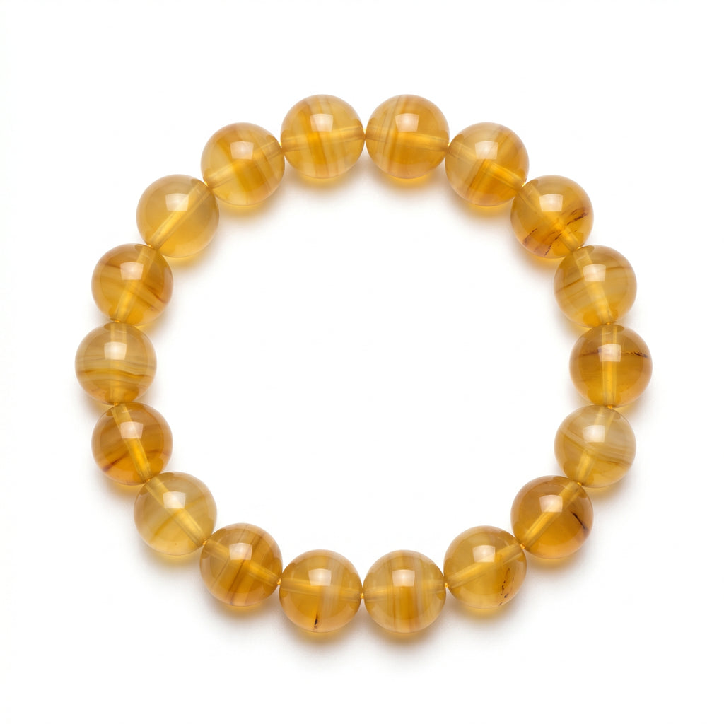 Premium Yellow Agate Beaded Bracelet | Hand-Polished Natural Gemstone Jewelry for Joy & Balance