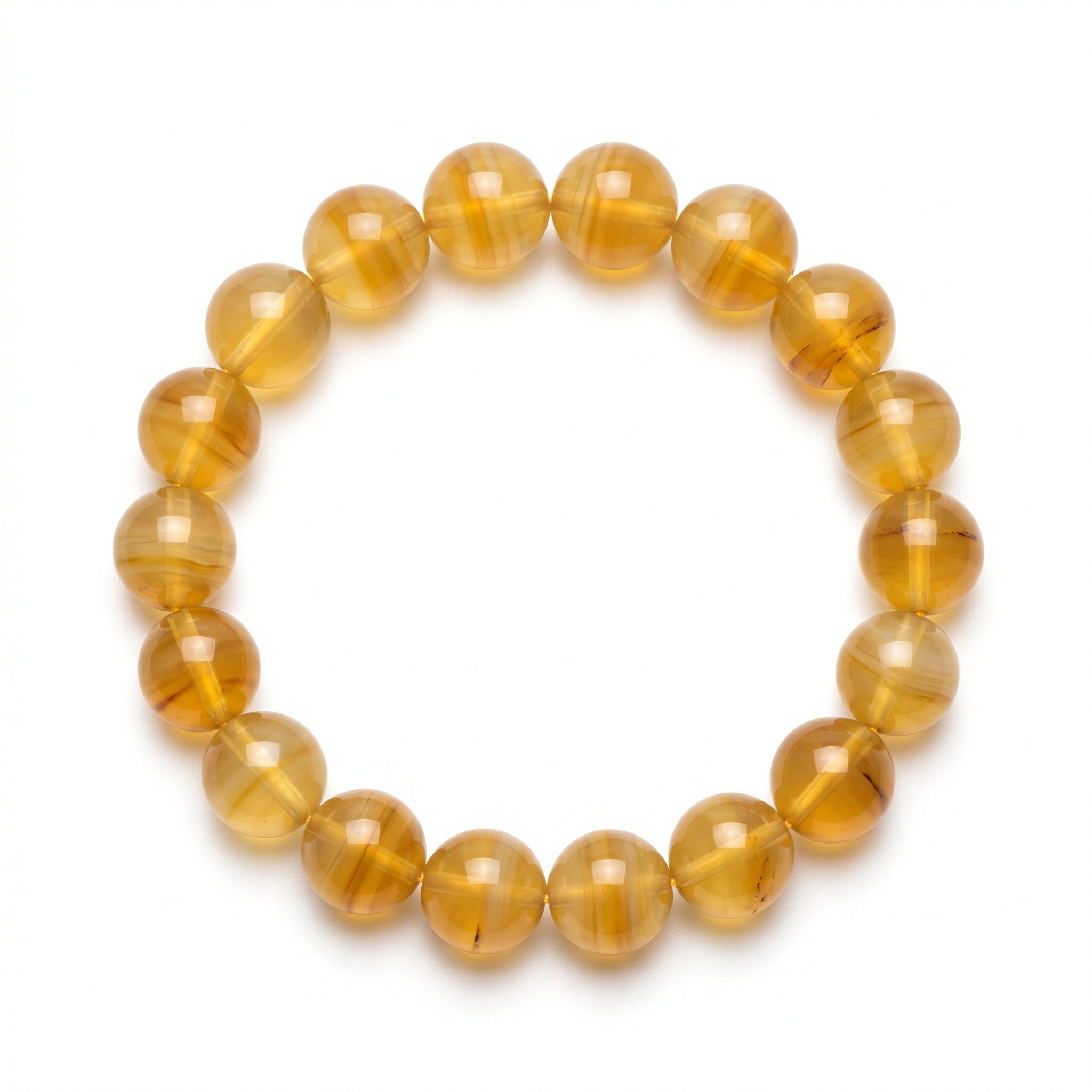 Premium Yellow Agate Beaded Bracelet | Hand-Polished Natural Gemstone Jewelry for Joy & Balance