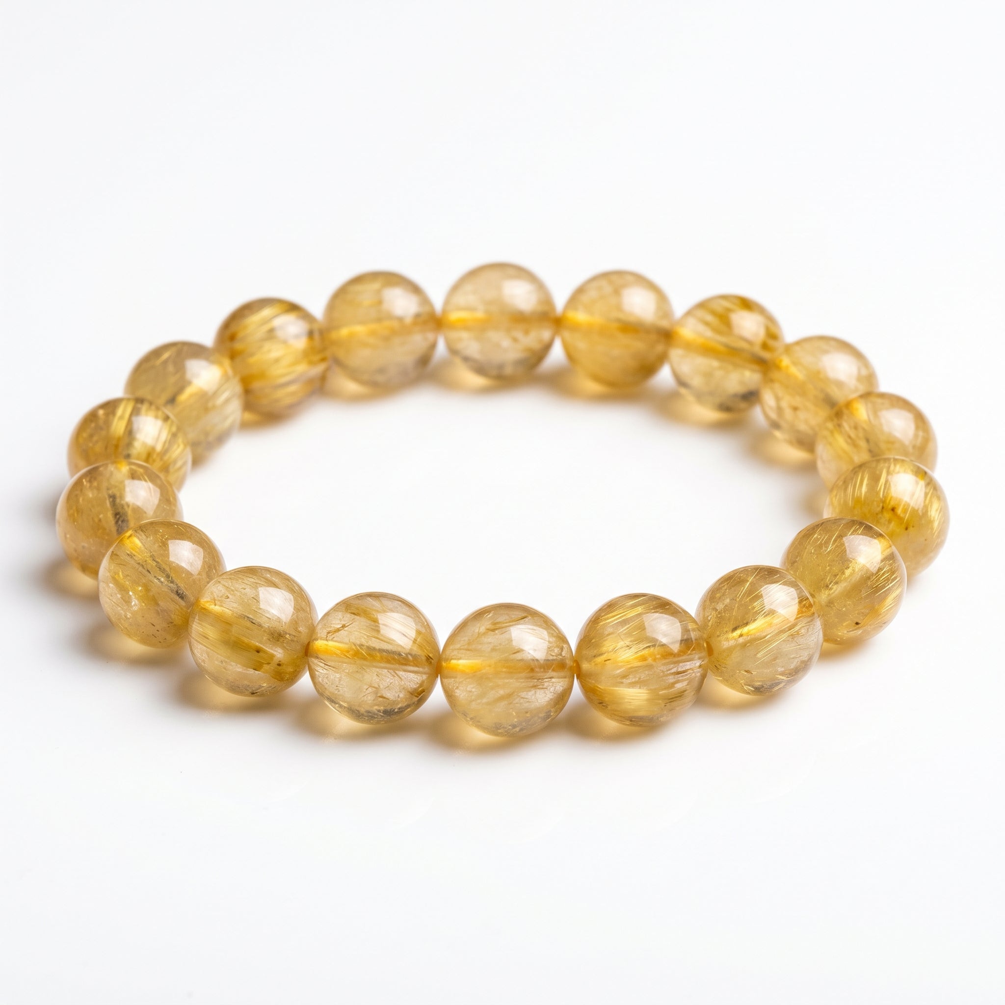 Premium Yellow Rabbit Hair Quartz Bracelet | Hand-Polished Natural Gemstone Jewelry for Joy & Prosperity