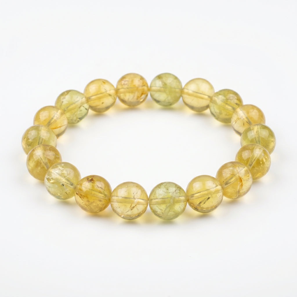 Premium Yellow Fluorite Beaded Bracelet | Hand-Polished Natural Gemstone Jewelry for Abundance & Focus