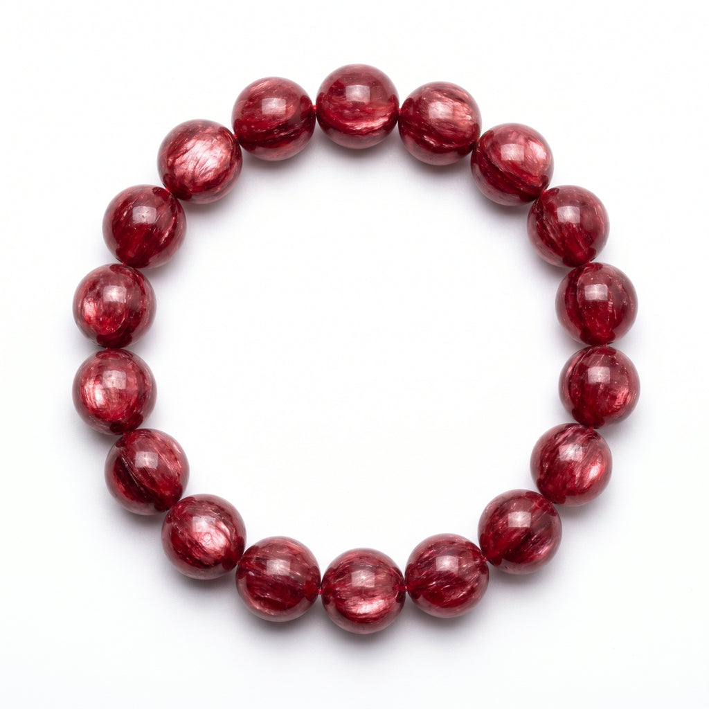 Premium Red Lepidolite Beaded Bracelet | Hand-Polished Natural Gemstone Jewelry for Love & Harmony