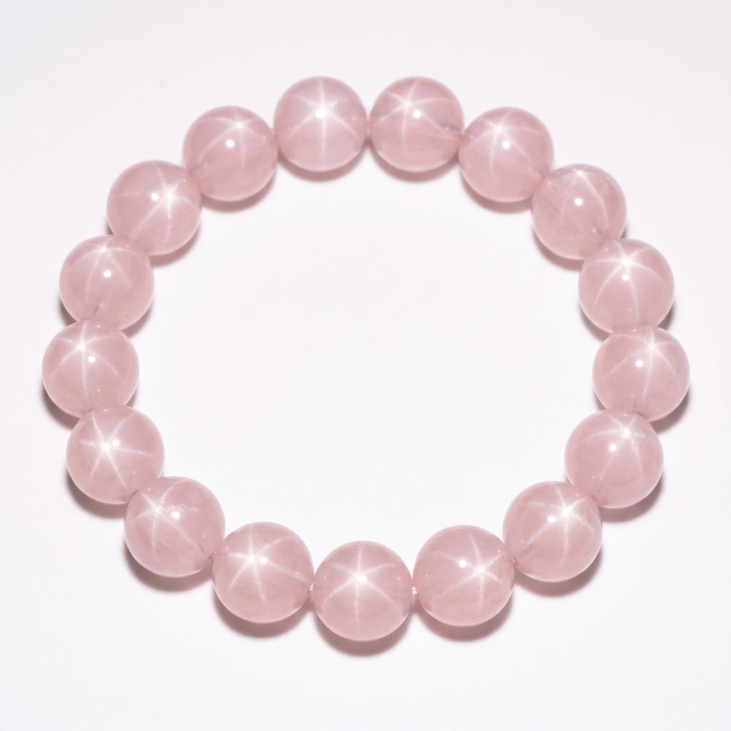 Premium Star Rose Quartz Beaded Bracelet | Hand-Polished Natural Gemstone Jewelry for Attraction & Inner Peace
