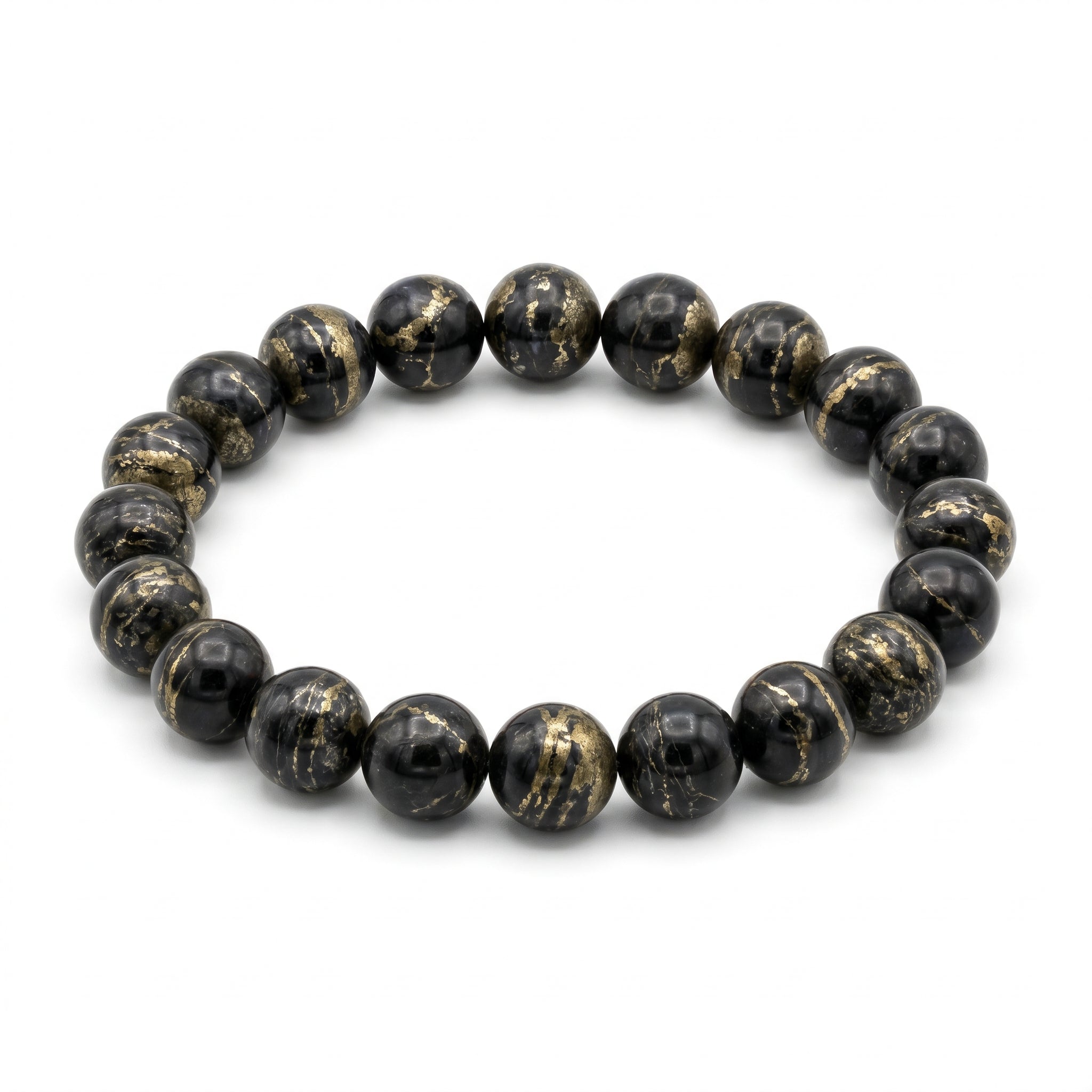 Premium Black Gold Azeztulite Beaded Bracelet | Hand-Polished Natural Gemstone Jewelry for Balance & Harmony