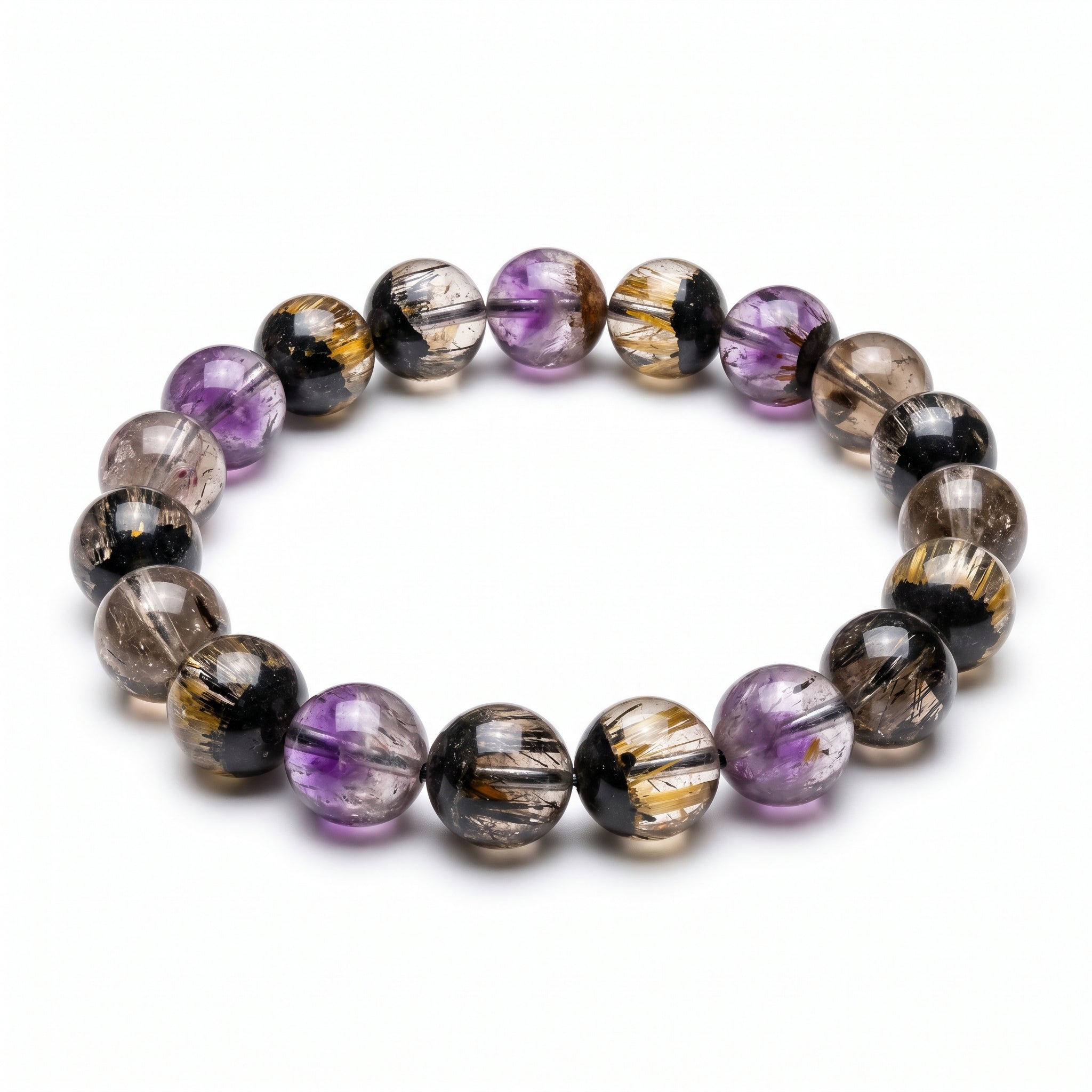 Premium Black Gold Super Seven Beaded Bracelet | Hand-Polished Natural Gemstone Jewelry for Wisdom & Balance
