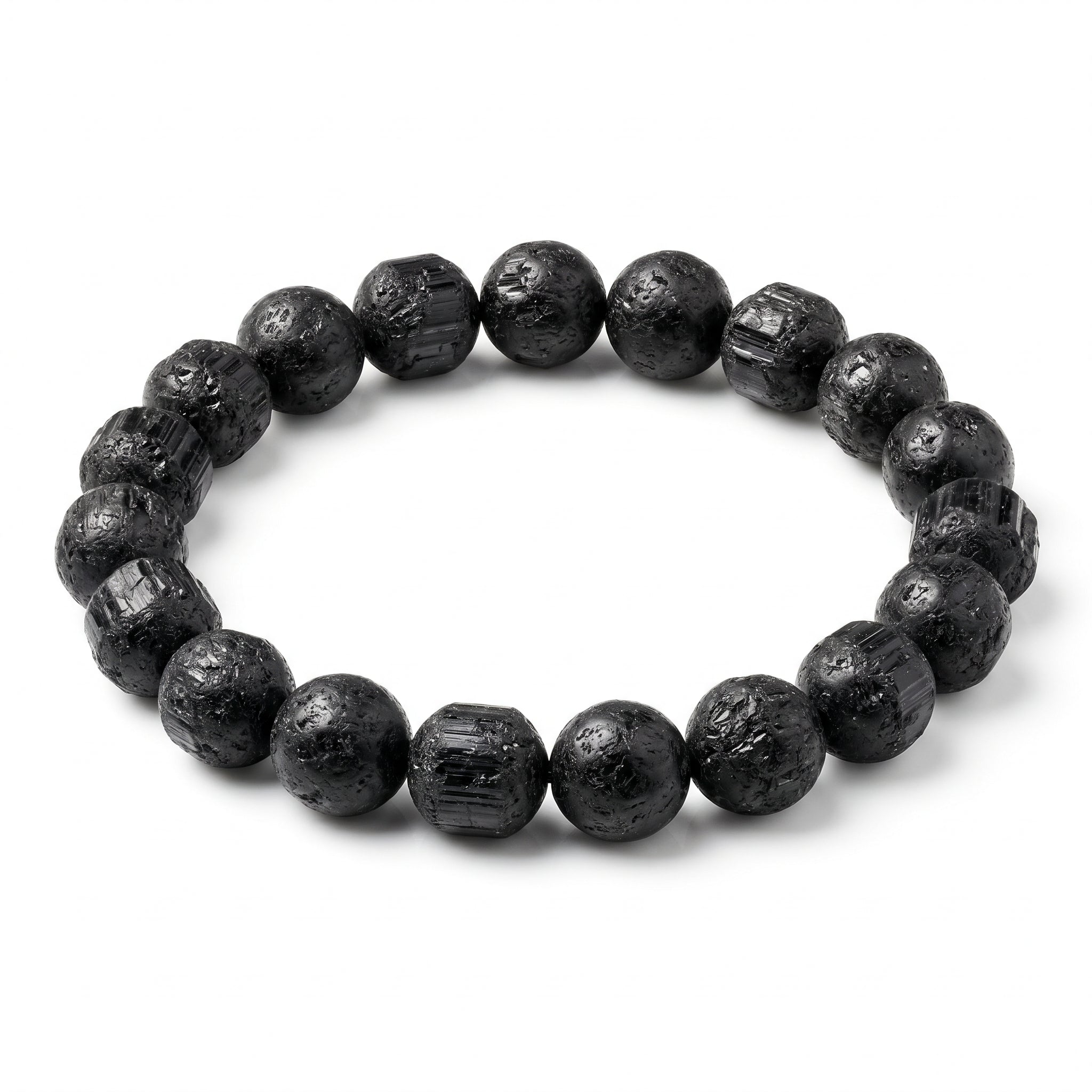 Premium Black Tourmaline Beaded Bracelet | Hand-Polished Natural Gemstone Jewelry for Energy Cleansing