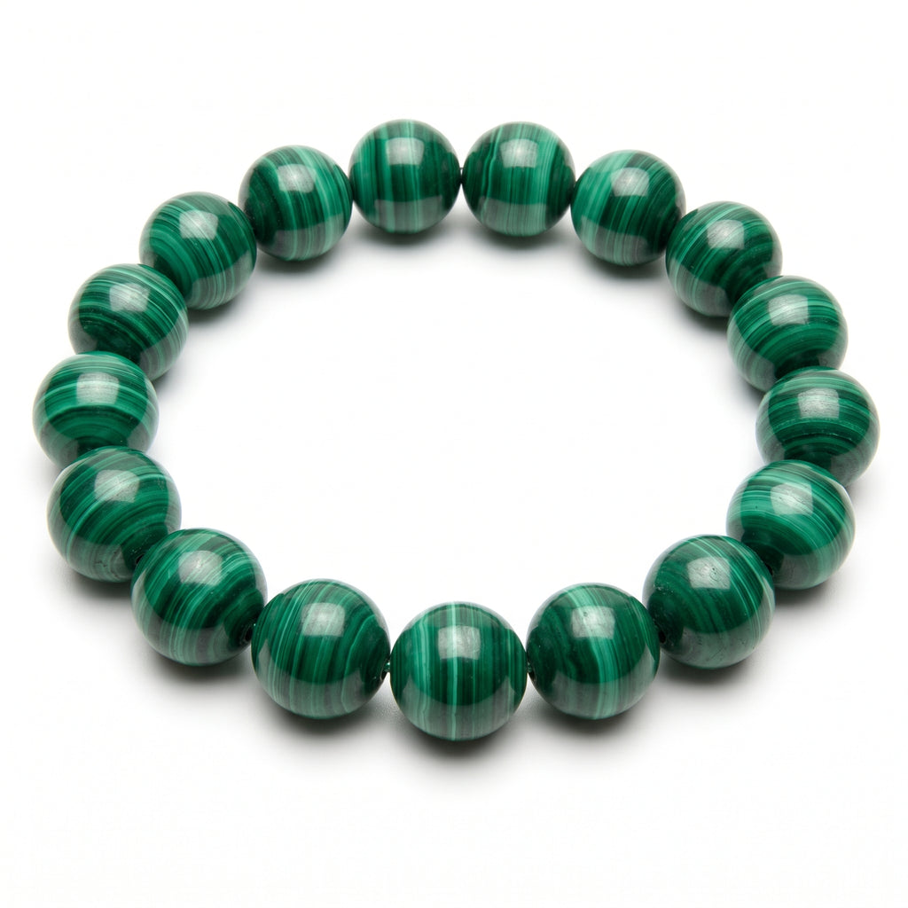 Premium Malachite Beaded Bracelet | Hand-Polished Natural Gemstone Jewelry for Protection & Harmony