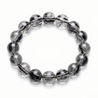 Premium Black Rutilated Quartz Beaded Bracelet | Hand-Polished Natural Gemstone Jewelry for Success & Clarity