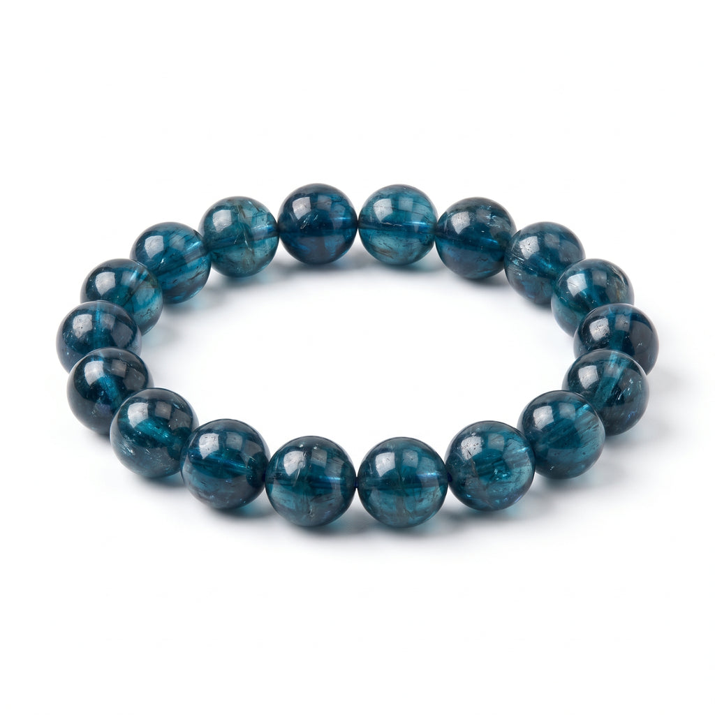 Premium Indicolite Blue Tourmaline Bracelet | Hand-Polished Natural Gemstone Jewelry for Wisdom & Confidence