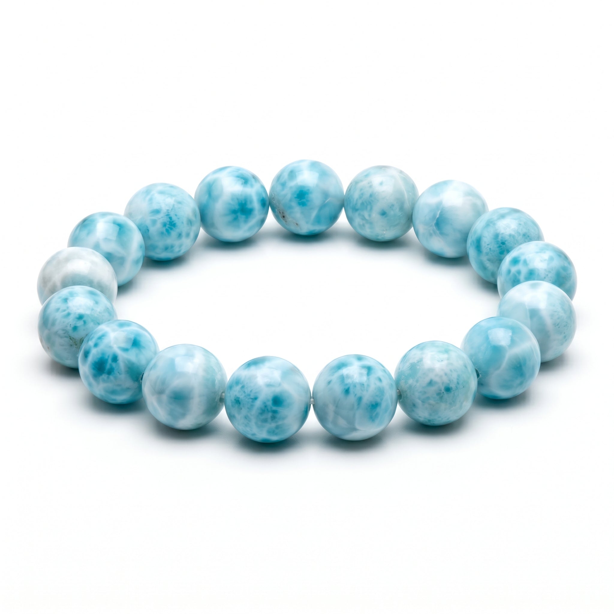 Premium Larimar Beaded Bracelet | Hand-Polished Natural Gemstone Jewelry for Peace & Communication