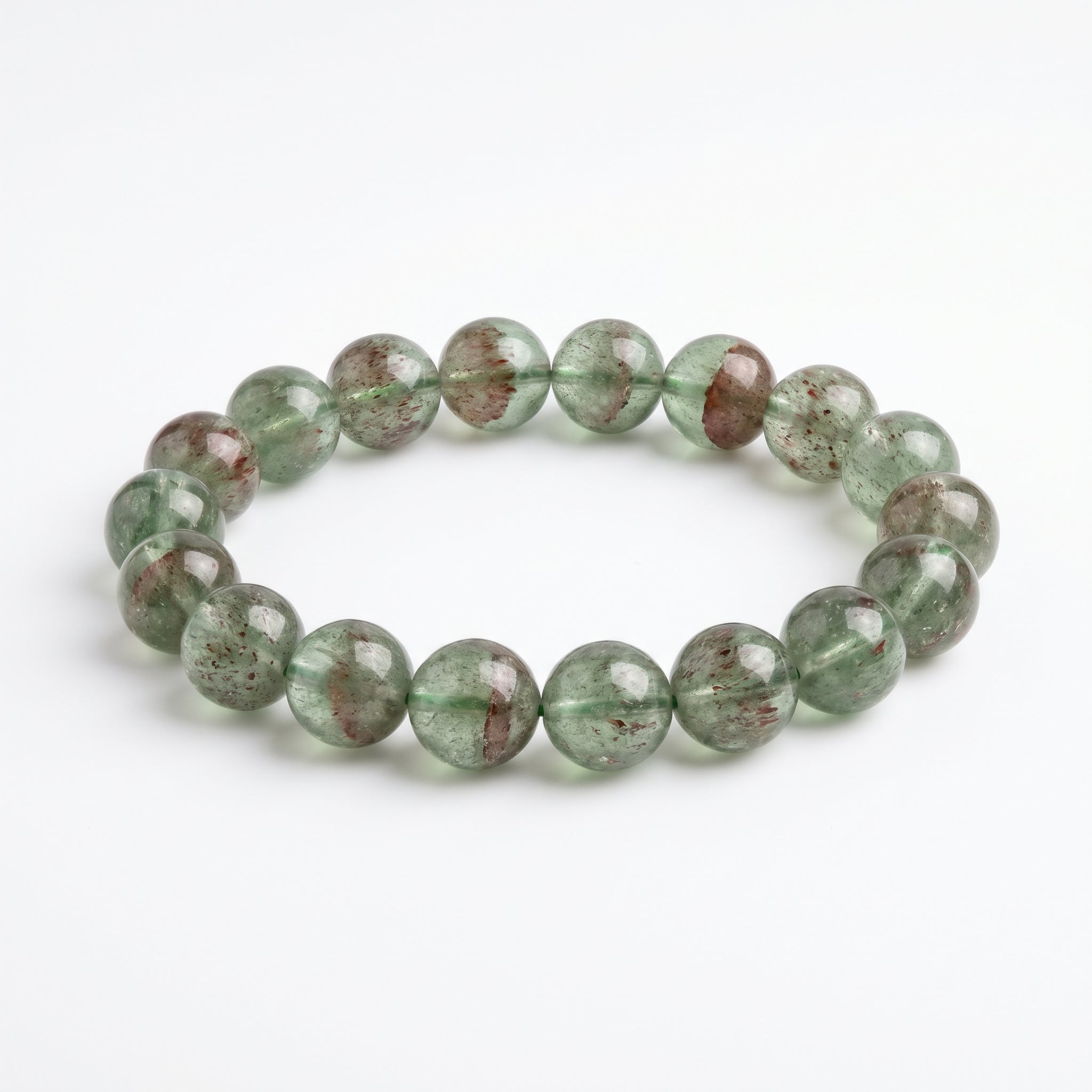 Premium Green Strawberry Quartz Beaded Bracelet | Hand-Polished Natural Crystal Jewelry for Harmony & Energy