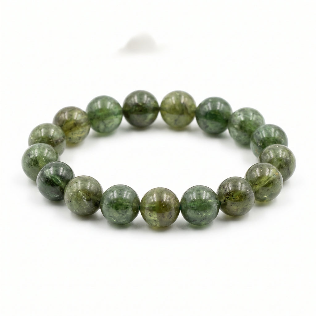 Premium Green Tourmaline Beaded Bracelet | Hand-Polished Natural Gemstone Jewelry for Harmony & Growth