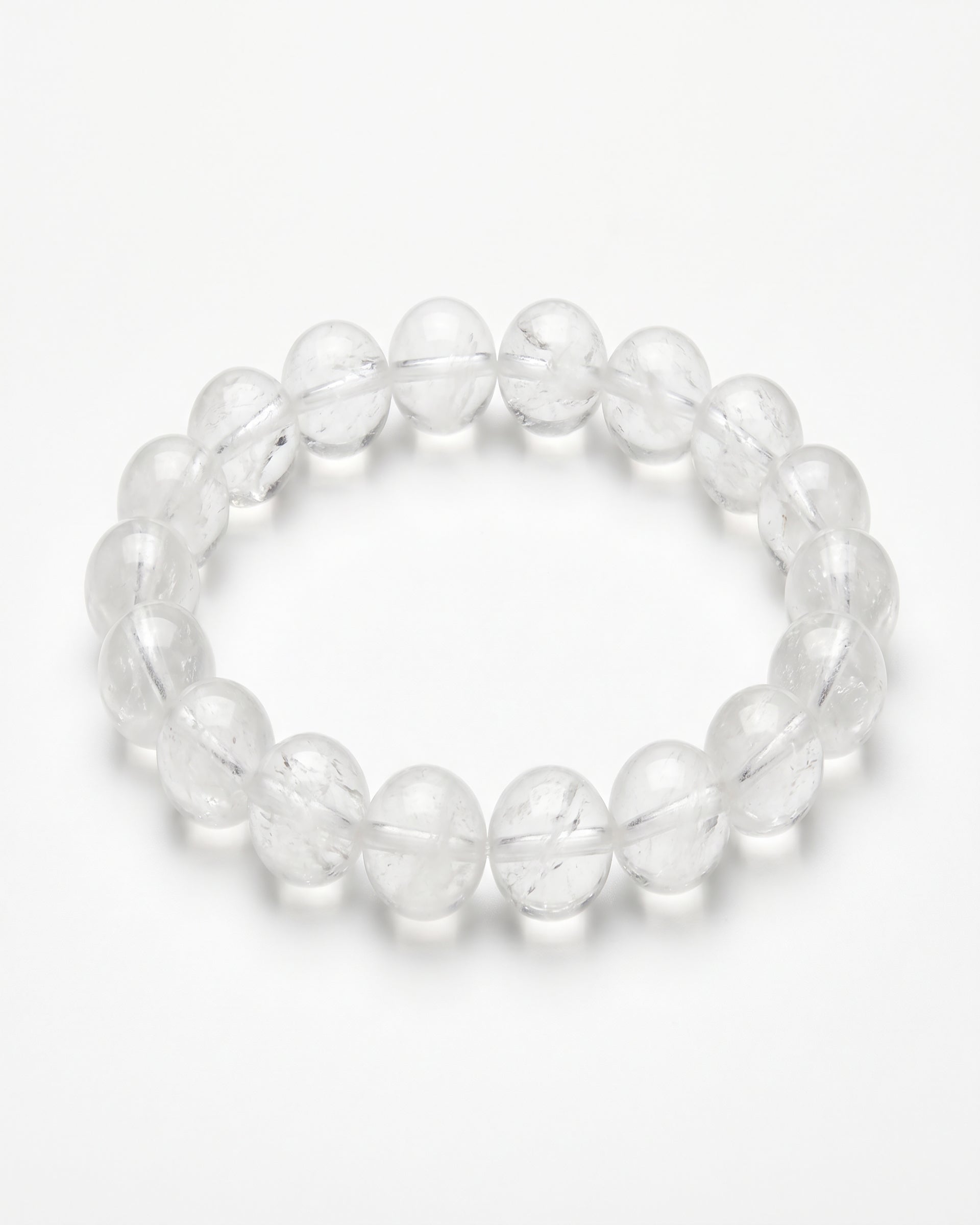Premium Clear Quartz Beaded Bracelet | Hand-Polished Natural Gemstone Jewelry for Mindfulness & Balance