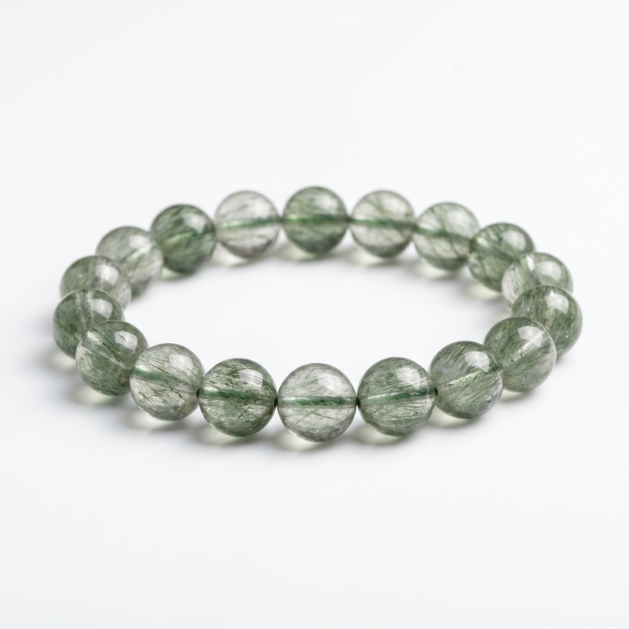 Authentic Green Rabbit Hair Quartz Bracelet | The "Stone of Vitality" | Unique Healing Crystal Jewelry