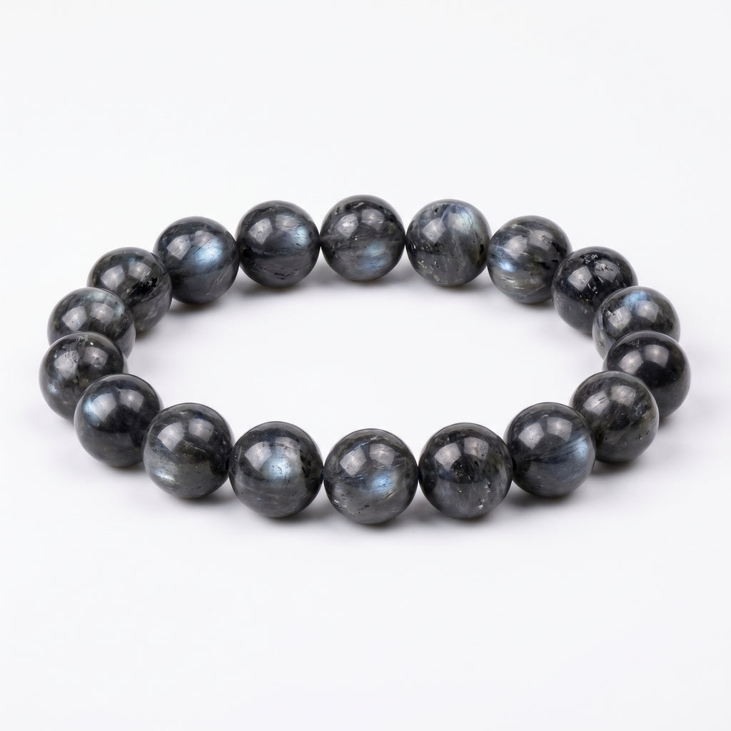 Premium Black Moonstone Beaded Bracelet | Hand-Polished Natural Gemstone Jewelry for Protection & Intuition