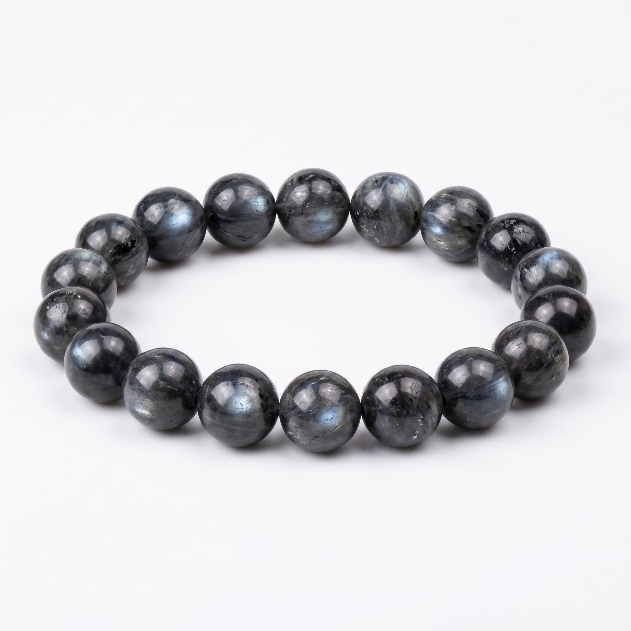 Premium Black Moonstone Beaded Bracelet | Hand-Polished Natural Gemstone Jewelry for Protection & Intuition