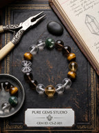 Capricorn Empire Manifestation Crystal Bracelet | Rutilated Quartz & Tiger's Eye Talisman