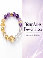 Aries Golden Manifestation Crystal Bracelet | Citrine & Amethyst Wealth Talisman