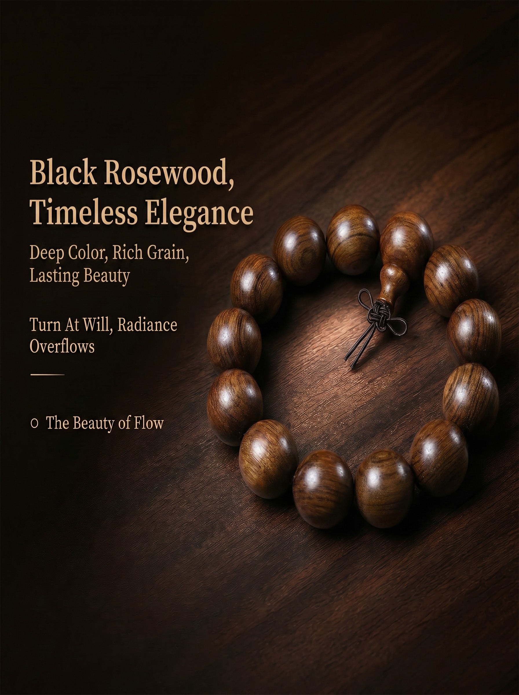 Black Rosewood Wooden Bracelet 'The Shadow Inkstone' | SUBVIBE