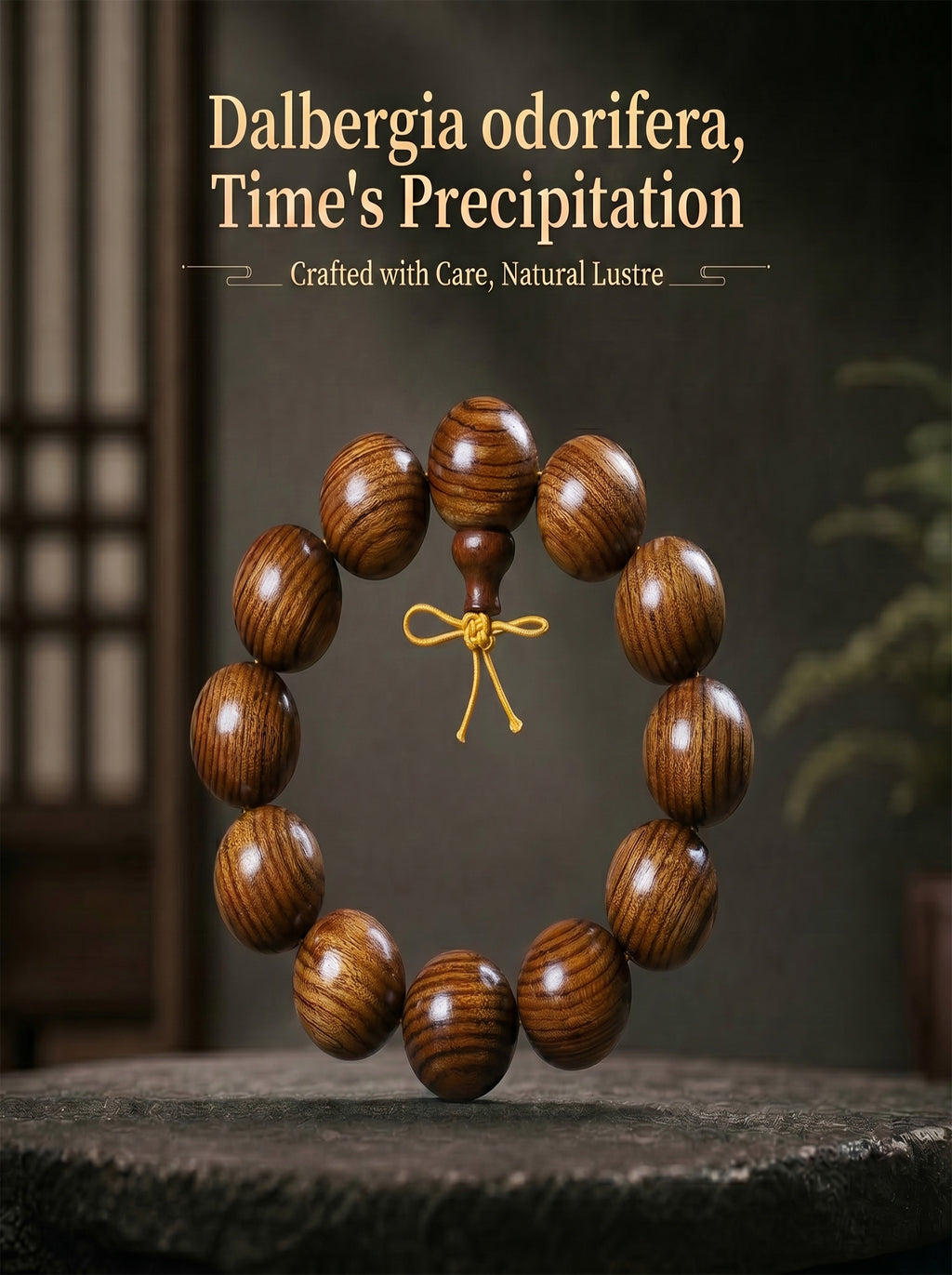 Large-Leaf Yellow Rosewood Luxury Bead Bracelet | SUBVIBE
