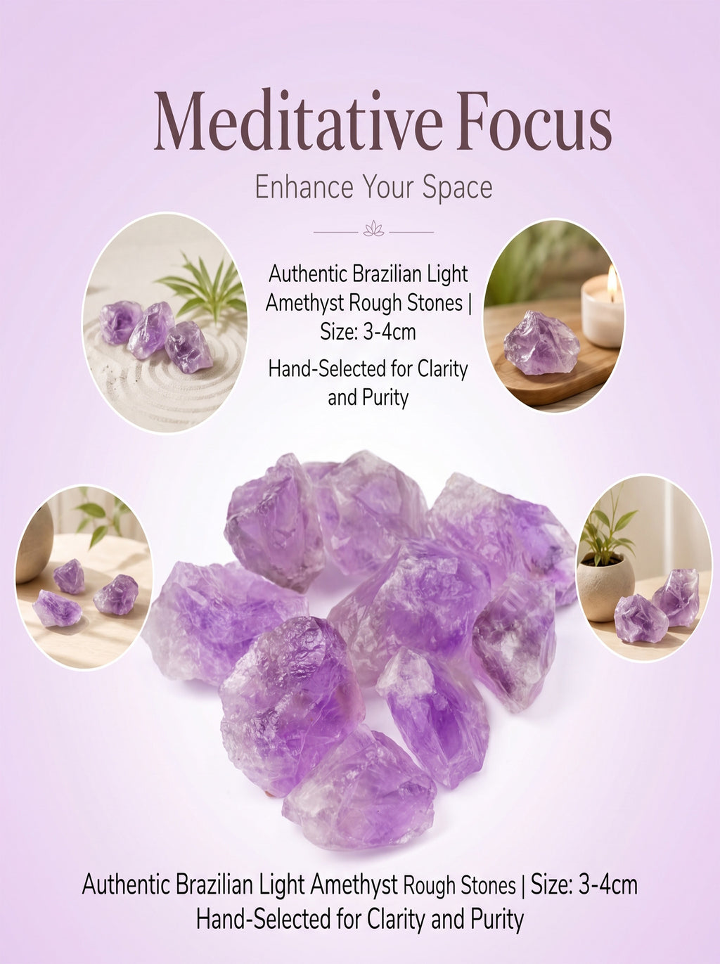 The Higher Heart | Raw Brazilian Light Amethyst Cluster