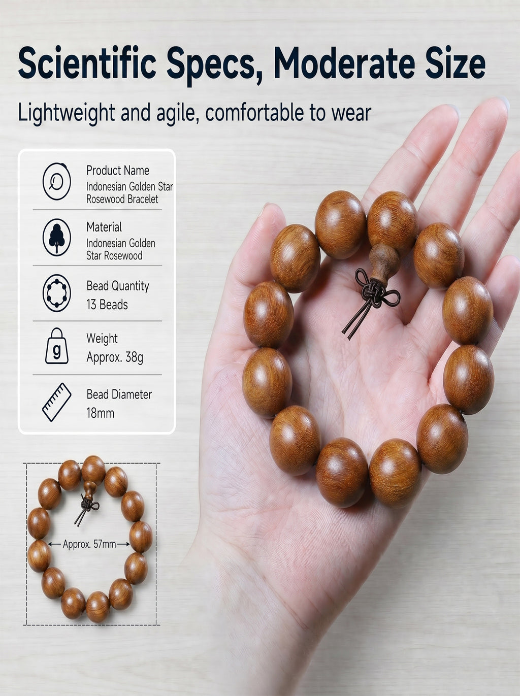 Gold Flecked Sandalwood Bracelet 'The Wealth Magnet' | SUBVIBE