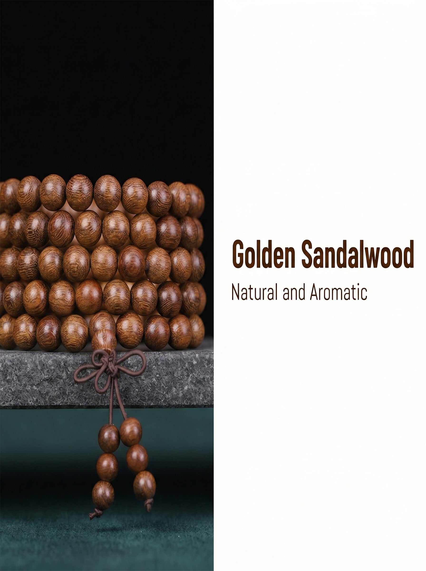 Luxury Golden Silk Sandalwood 108 Mala Beads | SUBVIBE
