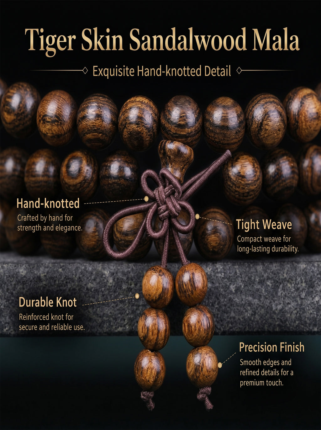 Bold Tiger-Skin Pattern 108 Mala Beads | SUBVIBE
