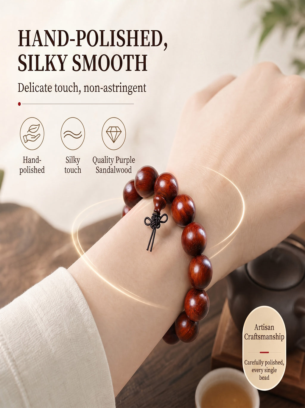 Exotic Cat's Eye Chatoyant Sandalwood Bracelet | SUBVIBE