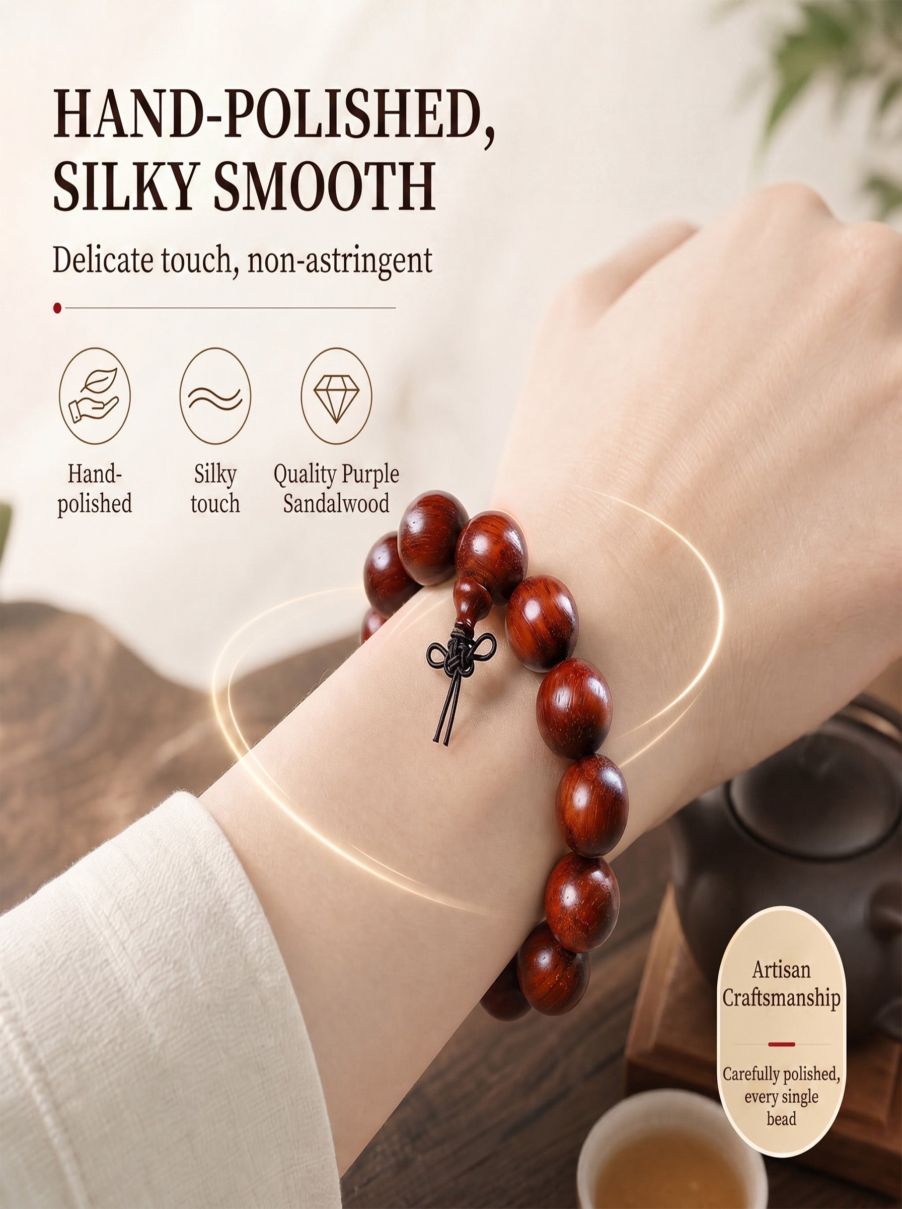 Exotic Cat's Eye Chatoyant Sandalwood Bracelet | SUBVIBE