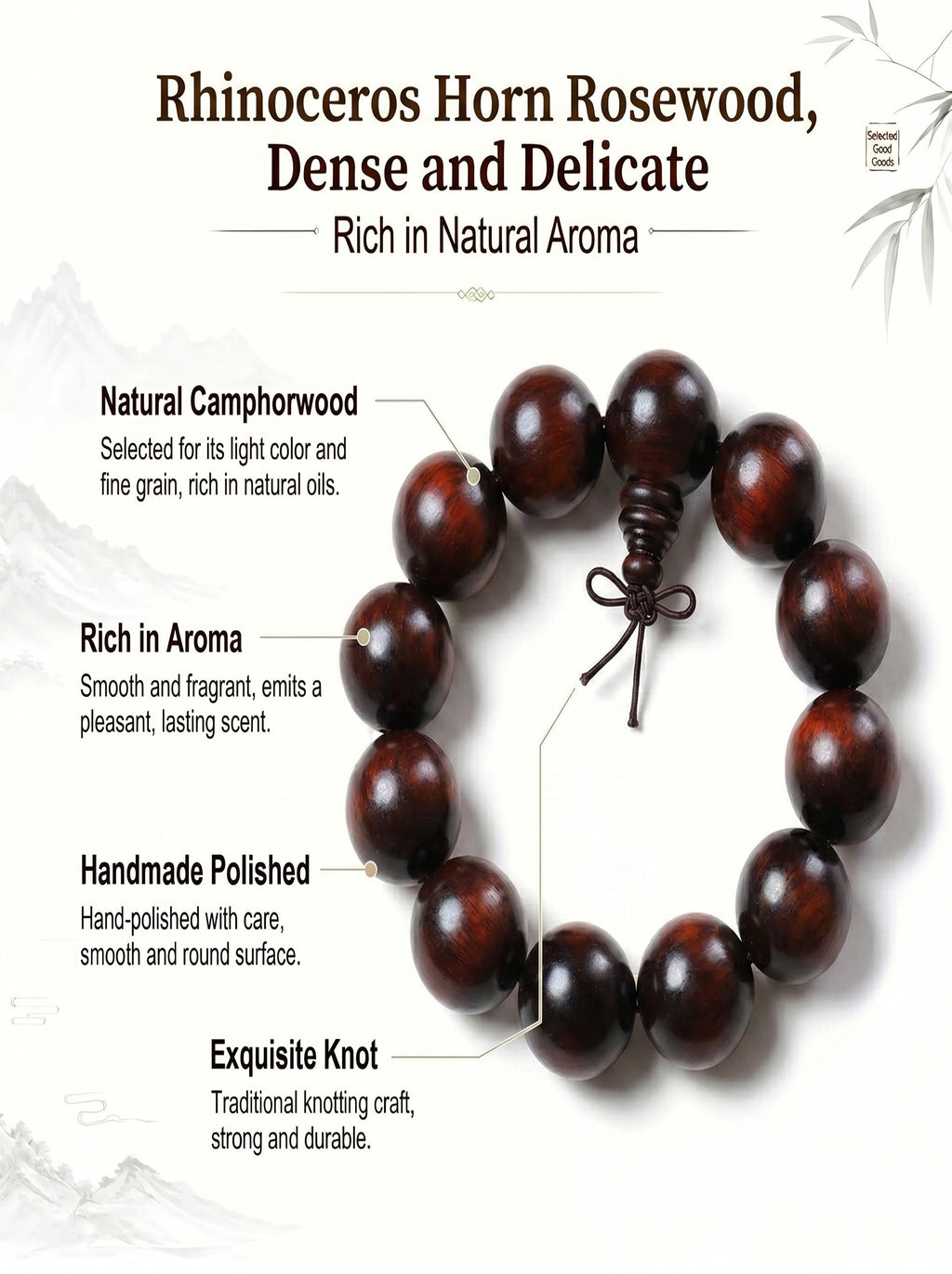 Ultra-Dense Rhinoceros Horn Sandalwood Bracelet | SUBVIBE