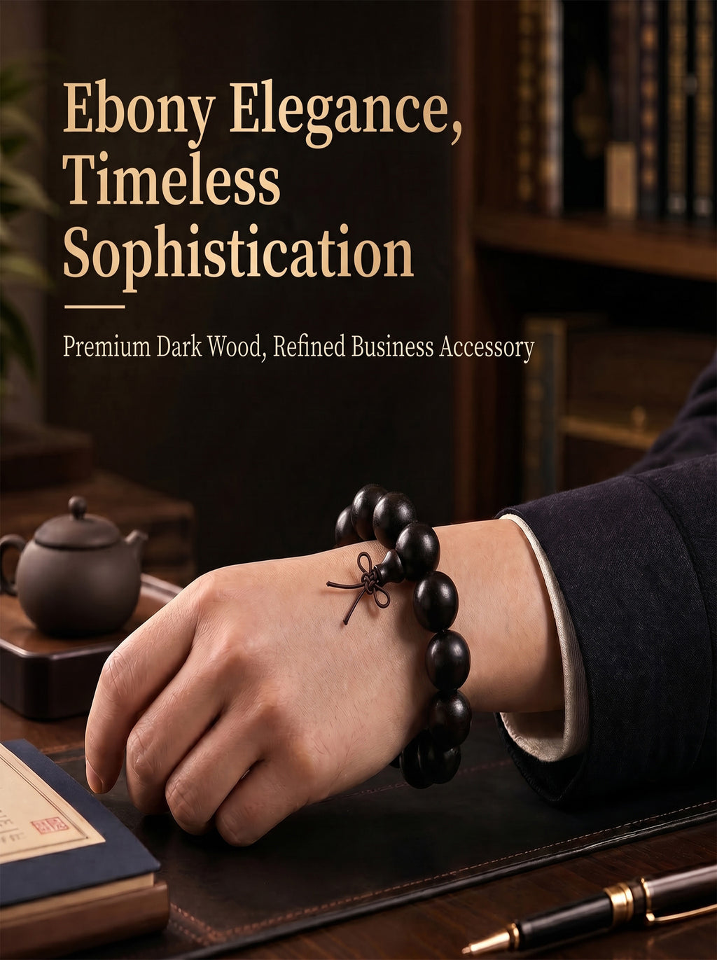 Premium Matte Black Ebony Wood Wrist Bracelet | SUBVIBE
