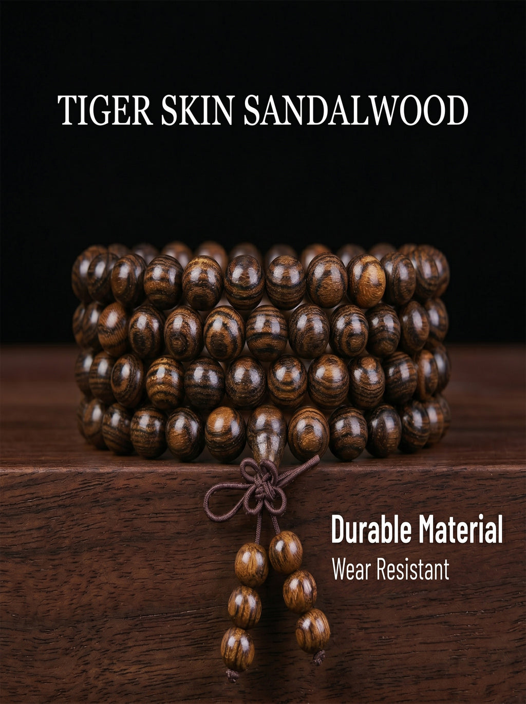 Bold Tiger-Skin Pattern 108 Mala Beads | SUBVIBE