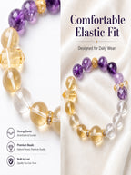 Aries Golden Manifestation Crystal Bracelet | Citrine & Amethyst Wealth Talisman