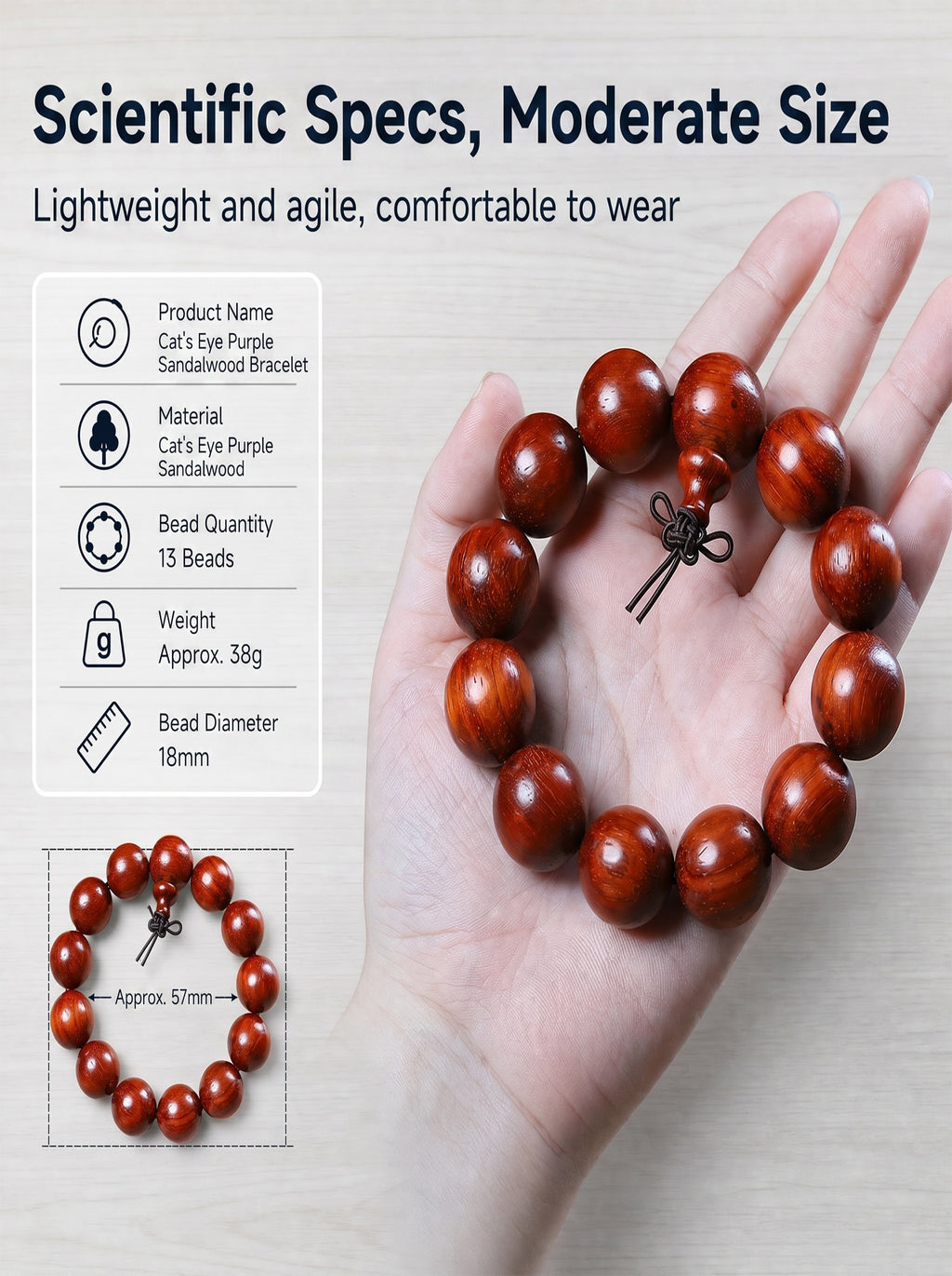Exotic Cat's Eye Chatoyant Sandalwood Bracelet | SUBVIBE